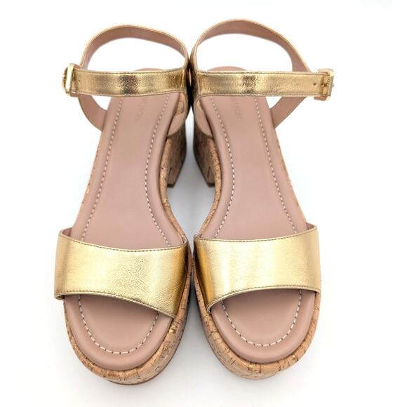 Nordstrom Claudia Platform Sandal Ankle Strap Women's Gold Size US8M EU39 - Picture 2 of 13
